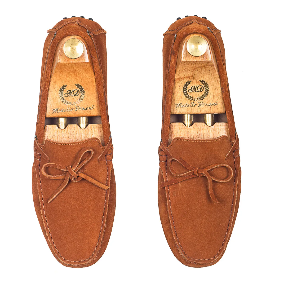 Gommino Suede Bow Loafers (Dark Tan)
