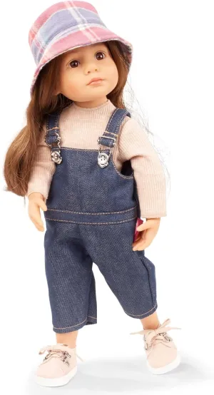 Gotz 2411035 Little Kidz Grete - 14" Tall Multi-Jointed Standing Doll with Long Brown Hair to wash & Style