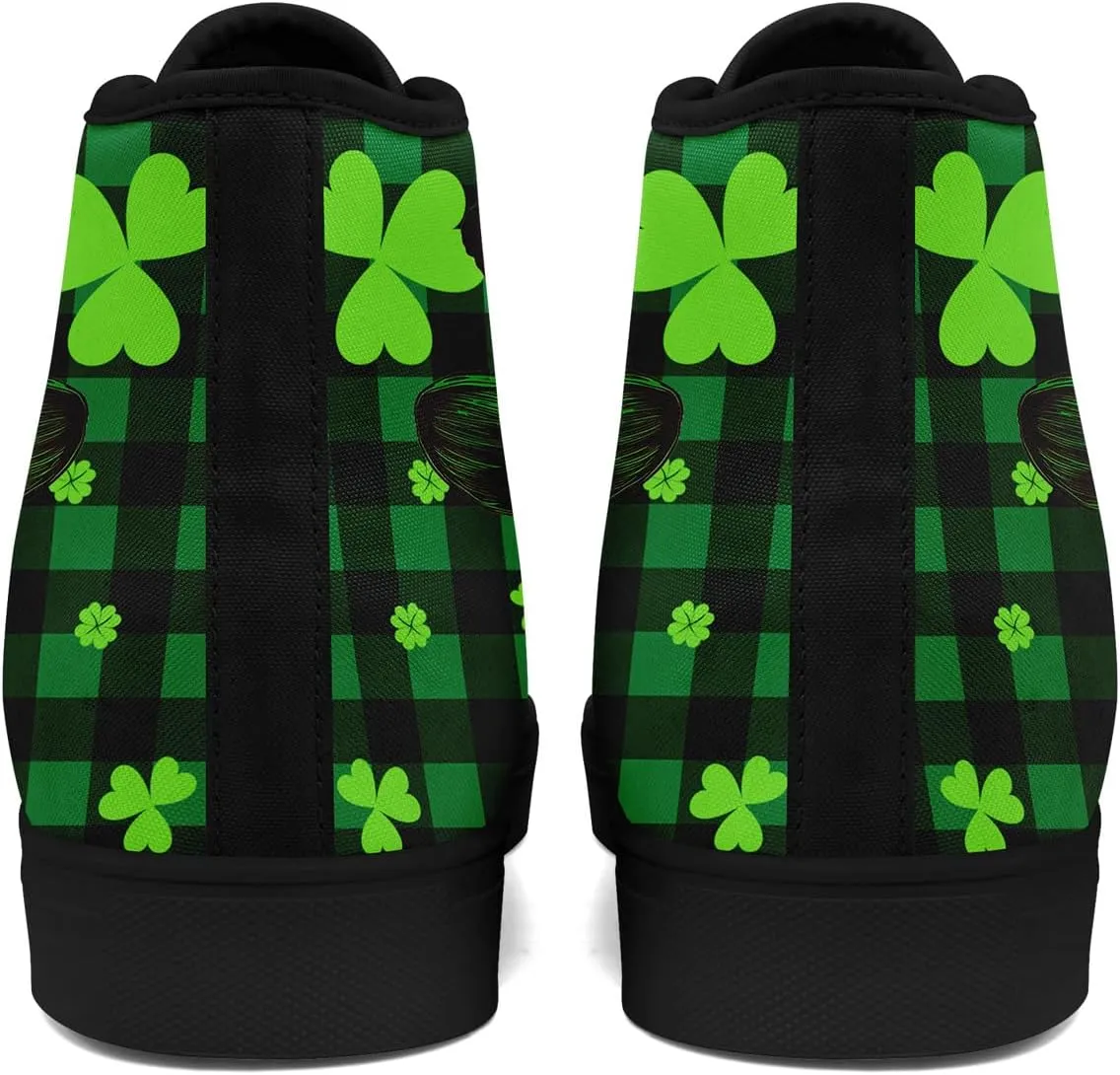 Green Color High-Top Canvas Shoes for Women Men Irish Festival Sneakers Lucky Holiday Parties Gift Sports Casual Shoes