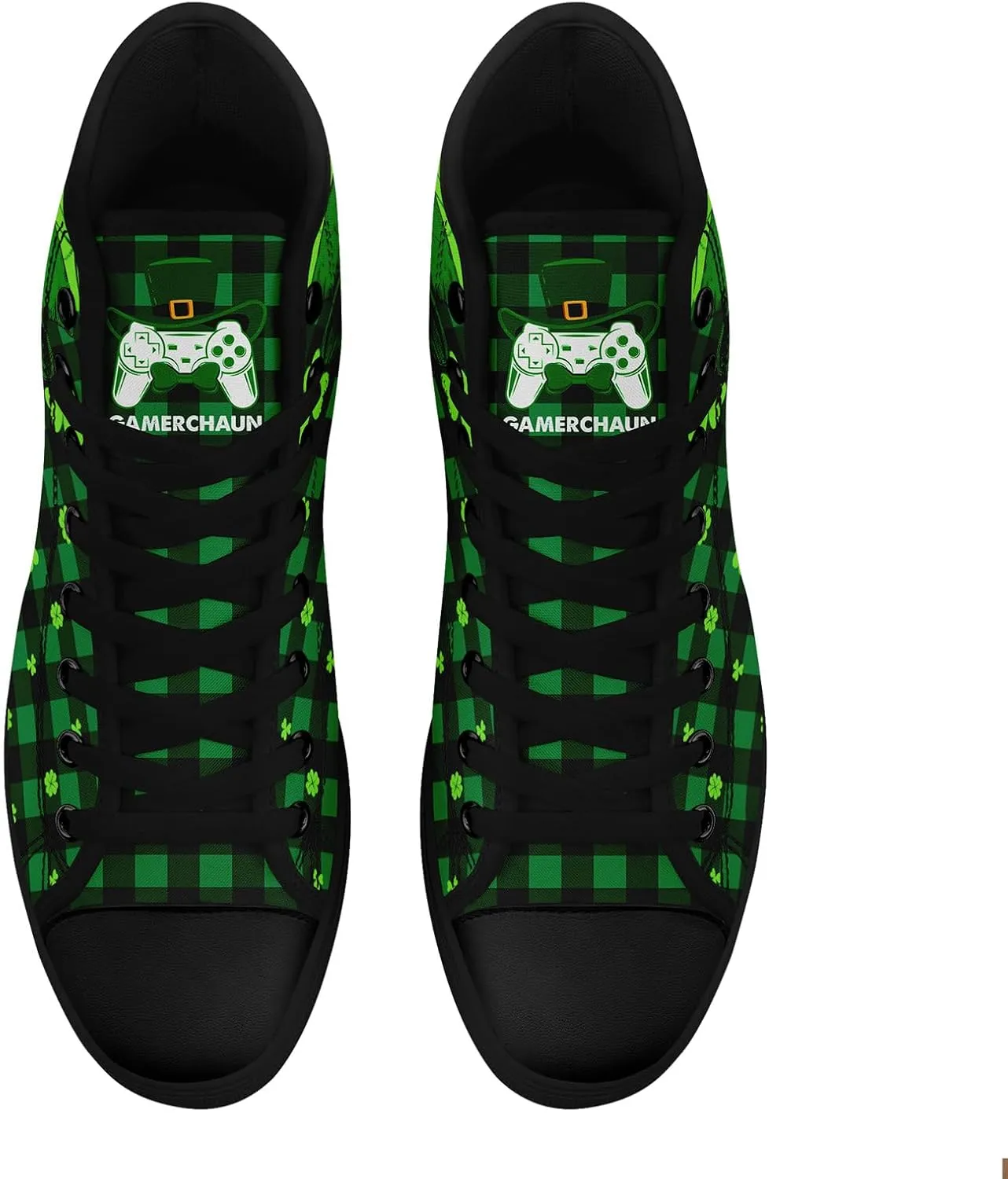 Green Color High-Top Canvas Shoes for Women Men Irish Festival Sneakers Lucky Holiday Parties Gift Sports Casual Shoes