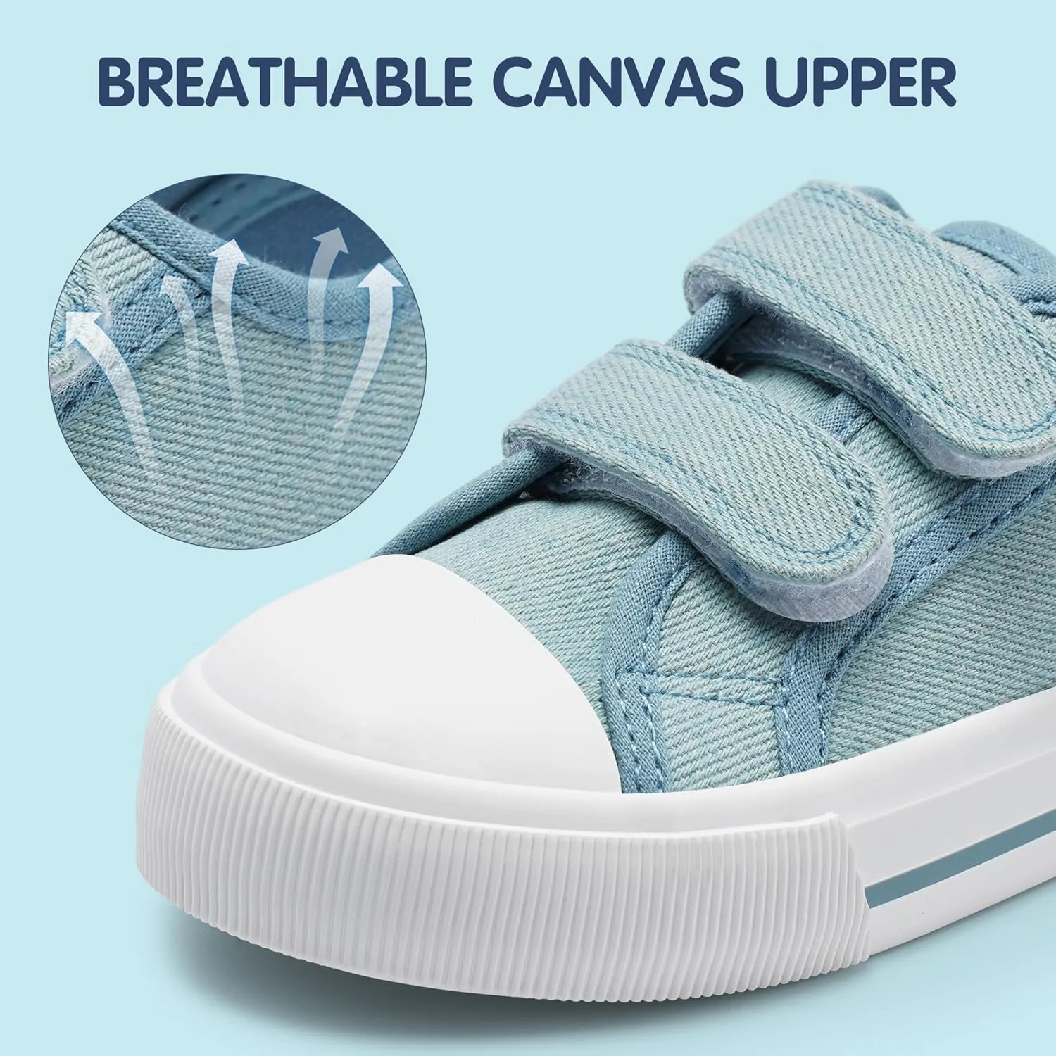 Harvest Land Toddler Kids Canvas Sneakers for Boys and Girls – Casual Walking Shoes with Double Hook-and-Loop Straps, Non-Slip Lightweight Trainers for Baby & Little Kids