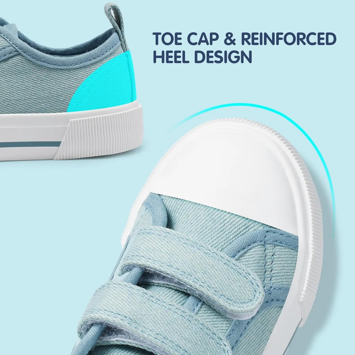 Harvest Land Toddler Kids Canvas Sneakers for Boys and Girls – Casual Walking Shoes with Double Hook-and-Loop Straps, Non-Slip Lightweight Trainers for Baby & Little Kids