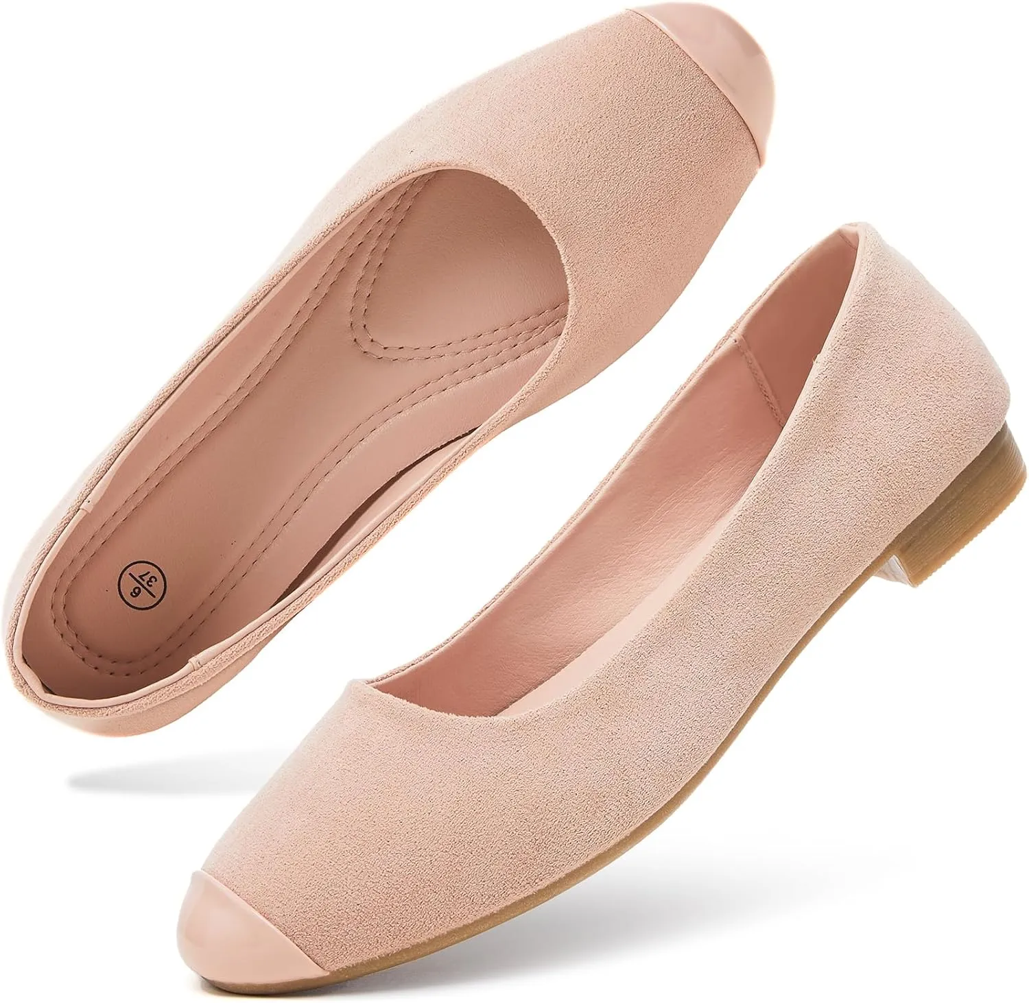 hash bubbie Women's Flats Shoes Ballet Flats Womens Round Toe Memory Foam Comfortable Dress Shoes Faux Suede Slip on Loafers for Women