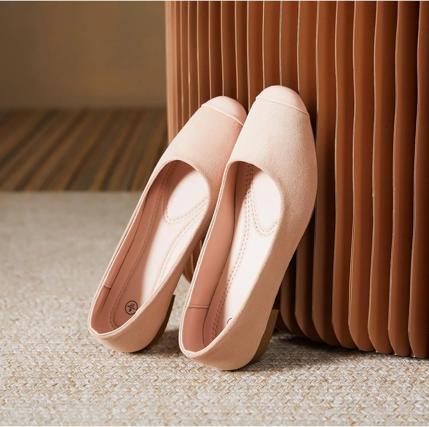 hash bubbie Women's Flats Shoes Ballet Flats Womens Round Toe Memory Foam Comfortable Dress Shoes Faux Suede Slip on Loafers for Women