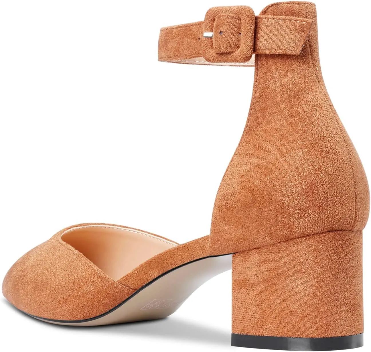 HDEUOLM Women Kitten Block Heels Ankle Strap Pumps Closed Toe Low Chunky Heel Sandals Basic Shoes