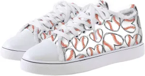 Heart Baseball Canvas Sneakers for Women Fashion Casual Walking Shoes