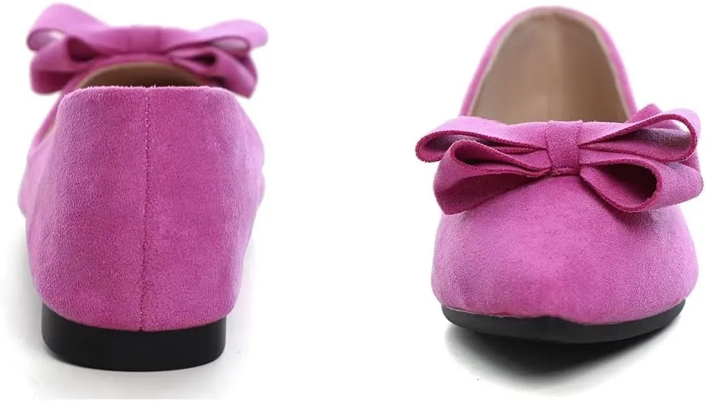 Hee grand Bowknot Flats for Women Pointed Toe Ballet Shoes Soft Slip on Loafers Suede Dress Shoes