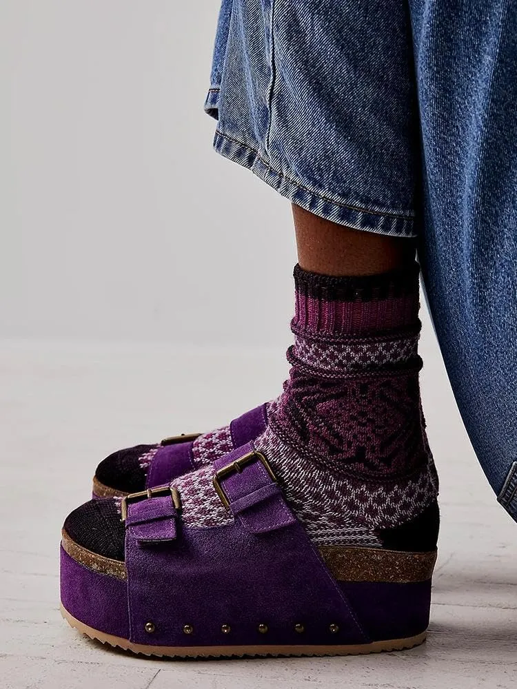 heelchic Platform Sandals Women, Chunky Platform Wedges with Arch Support, Big Buckle Casual Open Toe Slide Sandals
