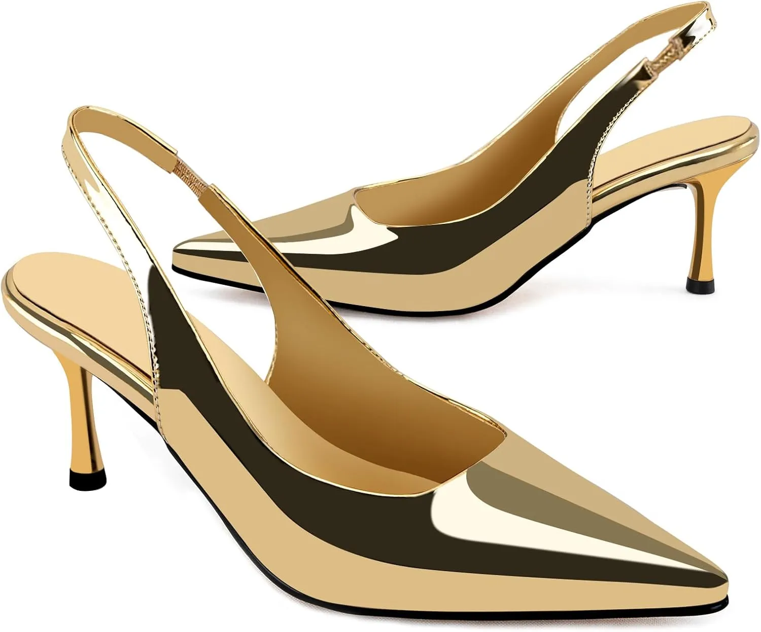 heelchic Women's Kitten Heel, Closed Pointed Toe Low Heel, Comfortable Pumps Shoes for Women Dress Shoes