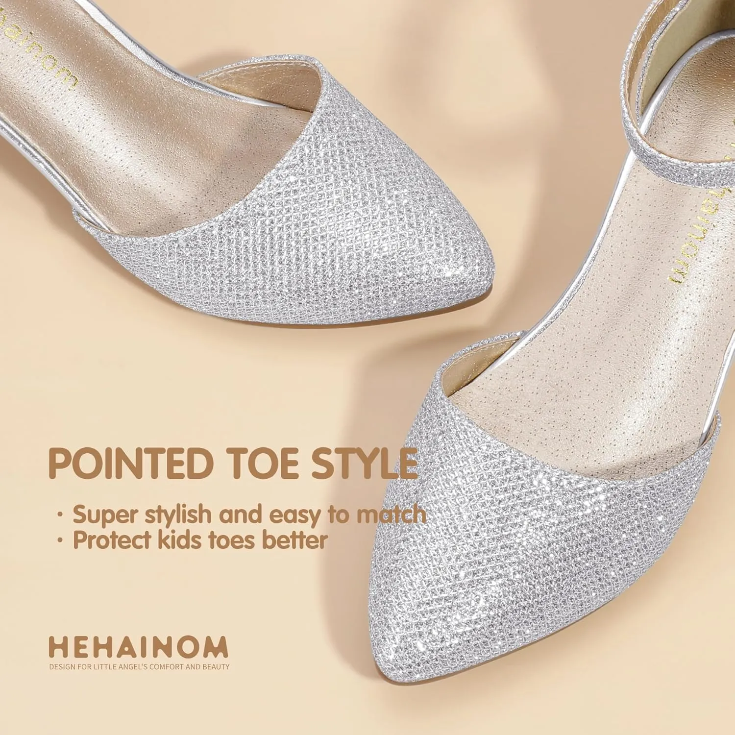 Hehainom Girls Dress Shoes High Heels Sandals Ankle Strap Flower Girl Little Big Kid Mary Jane Wedding Party Communion Mily Pump Shoes