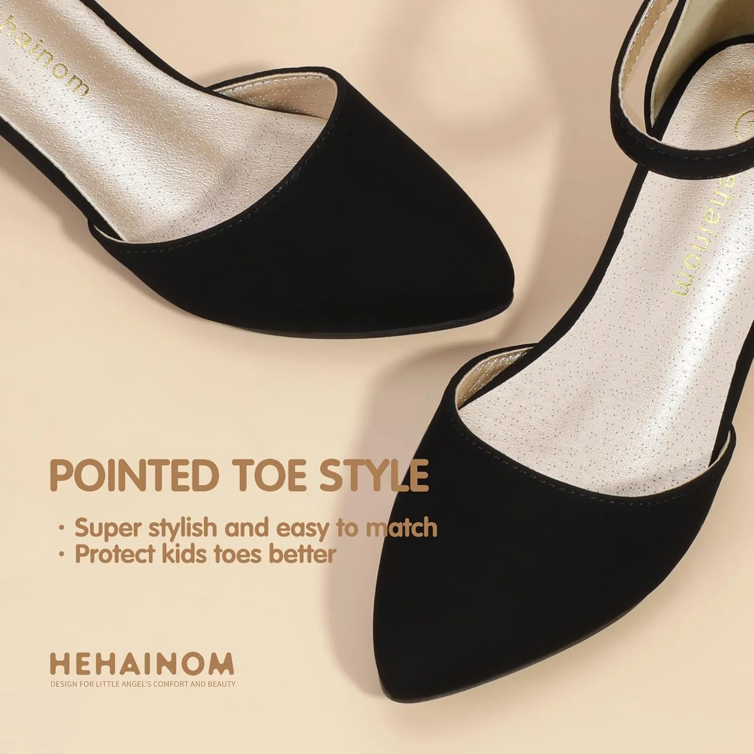 Hehainom Girls Dress Shoes High Heels Sandals Ankle Strap Flower Girl Little Big Kid Mary Jane Wedding Party Communion Mily Pump Shoes