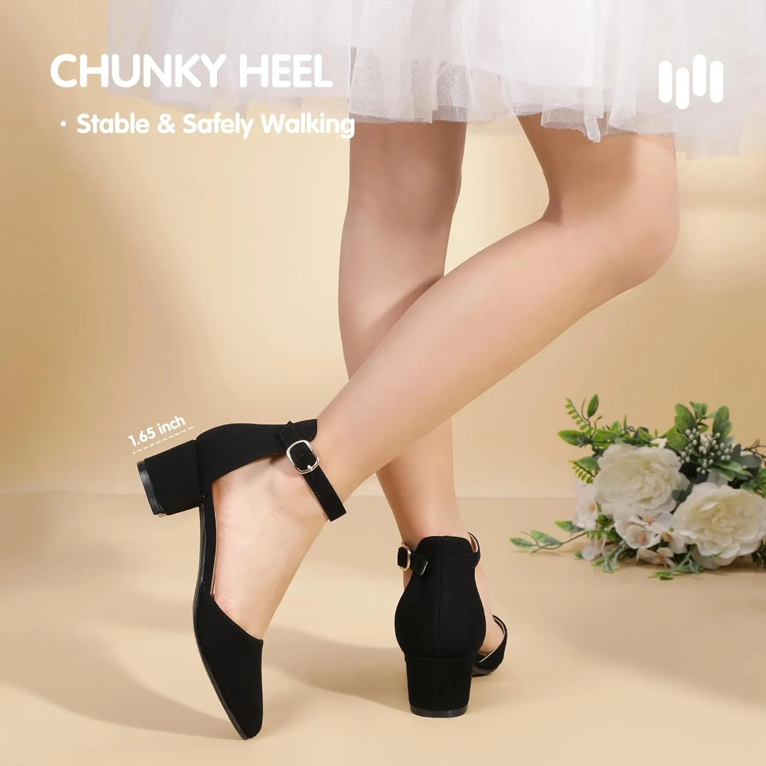 Hehainom Girls Dress Shoes High Heels Sandals Ankle Strap Flower Girl Little Big Kid Mary Jane Wedding Party Communion Mily Pump Shoes