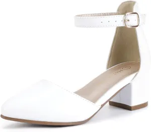 Hehainom Girls Dress Shoes High Heels Sandals Ankle Strap Flower Girl Little Big Kid Mary Jane Wedding Party Communion Mily Pump Shoes