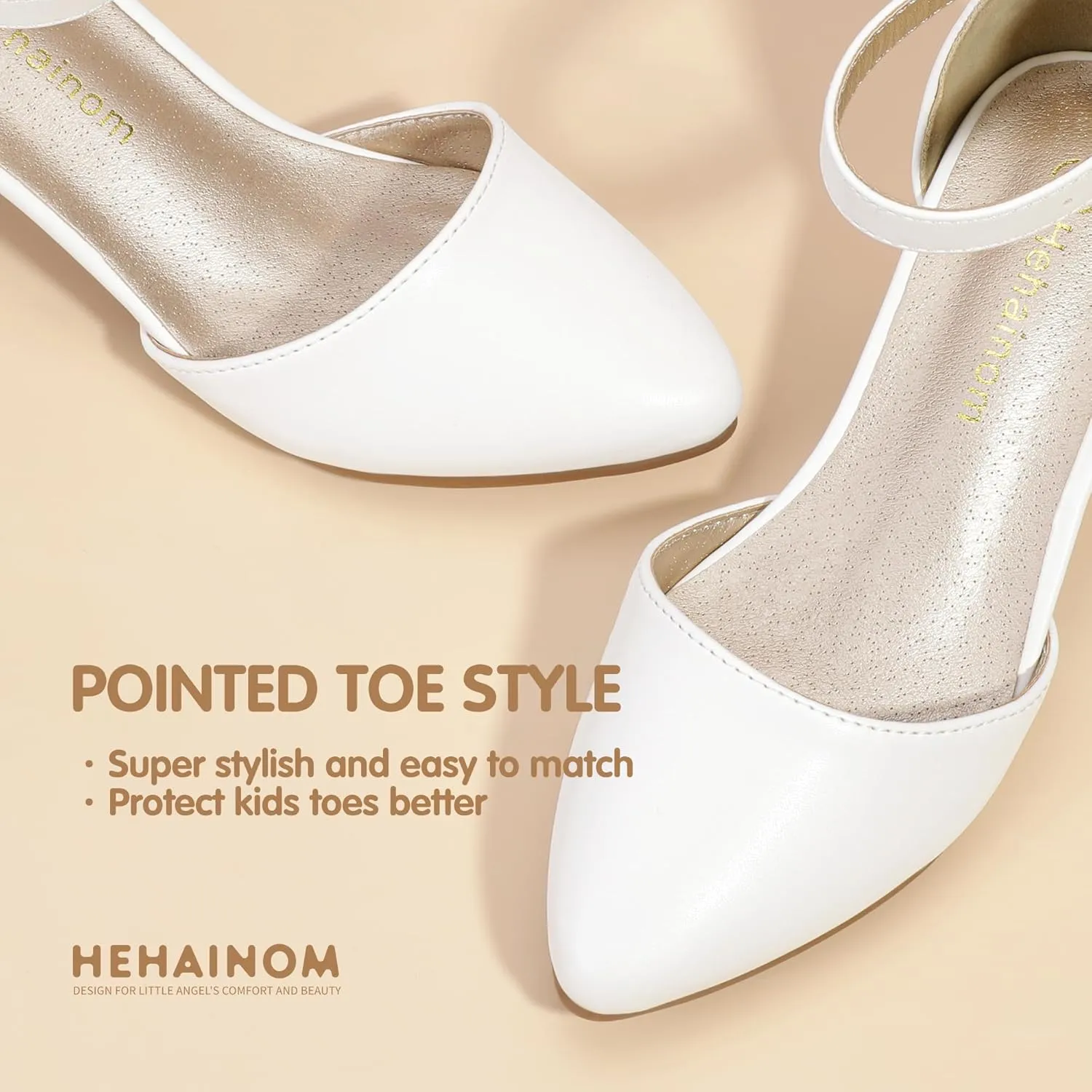 Hehainom Girls Dress Shoes High Heels Sandals Ankle Strap Flower Girl Little Big Kid Mary Jane Wedding Party Communion Mily Pump Shoes
