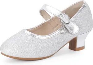 Hehainom Girls Dress Shoes Low Heels Flower Girl Mary Jane Princess School Wedding Party Toddler Little Kid Pump Shoes