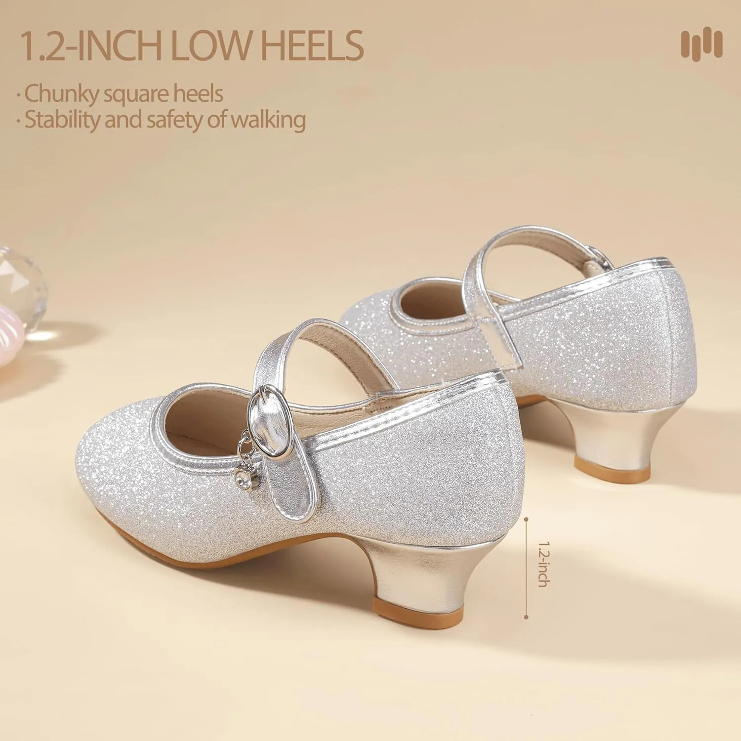 Hehainom Girls Dress Shoes Low Heels Flower Girl Mary Jane Princess School Wedding Party Toddler Little Kid Pump Shoes