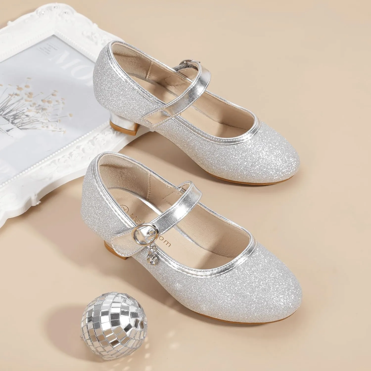Hehainom Girls Dress Shoes Low Heels Flower Girl Mary Jane Princess School Wedding Party Toddler Little Kid Pump Shoes