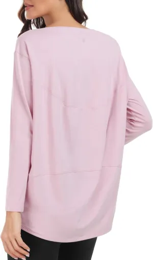 HeyNuts Women's Pima Cotton Long Sleeve Workout Shirts Boat Neck Athletic Loose Fit Soft Tops Fall Casual Shirts
