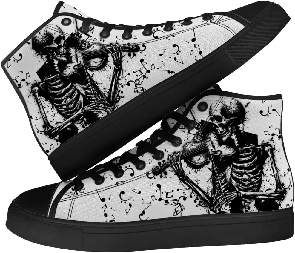 High Top Shoes for Men Women Skull High Top Canvas Sneakers Graffiti Shoes Gifts for Dad Mom