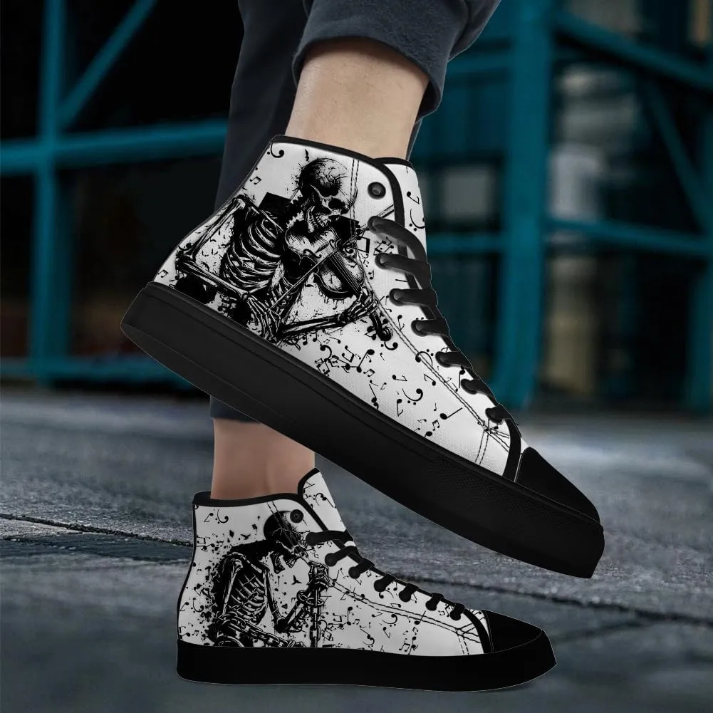 High Top Shoes for Men Women Skull High Top Canvas Sneakers Graffiti Shoes Gifts for Dad Mom