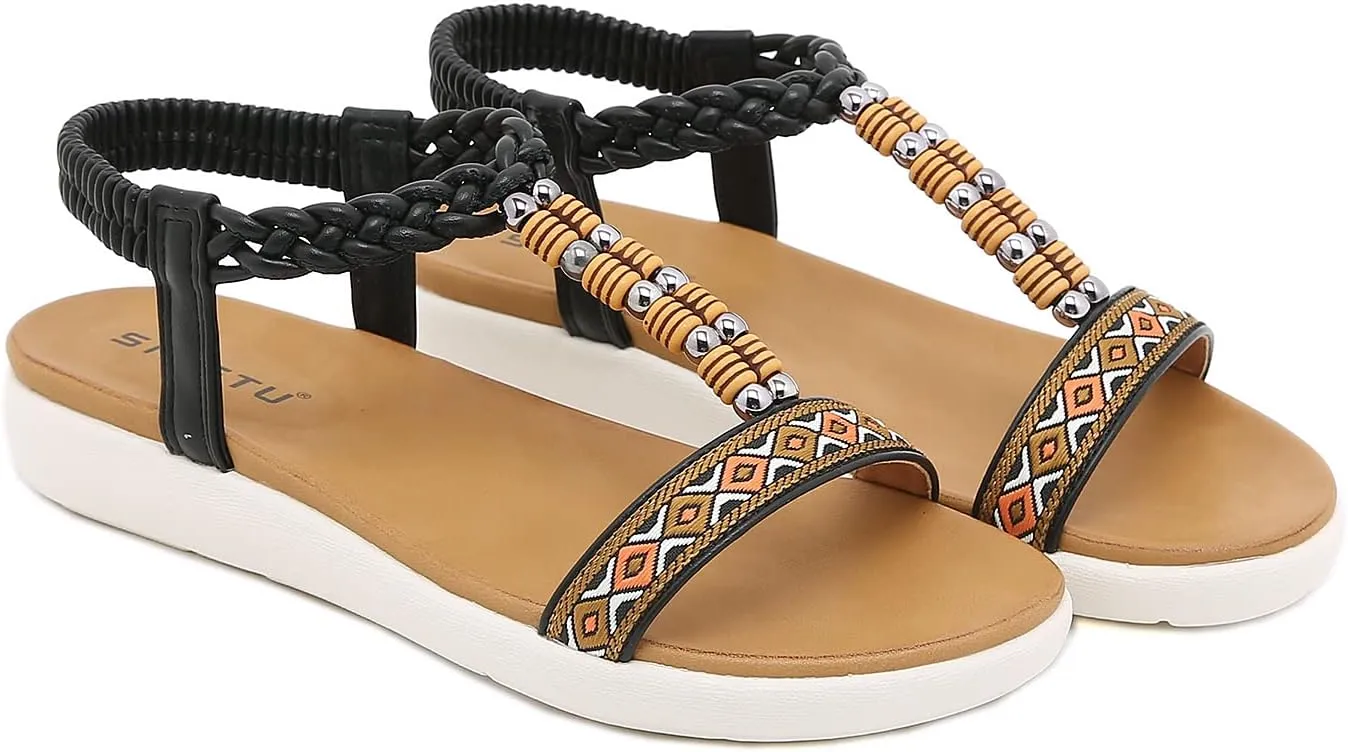HNGHOU Women's Summer Sandals Shoes Casual Comfort Open Toe Shoes Flat Sandals