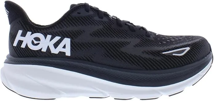 HOKA Clifton 9 Women's Road Running Shoes Sneakers (Black/White, US Footwear Size System, Adult, Women, Numeric, Medium, 8)
