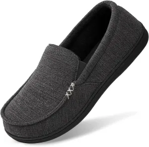 HomeTop Men's House Slippers Memory Foam Shoes Moccasins Style Indoor Outdoor Classic Breathable Premium Microsuede Washable Slippers