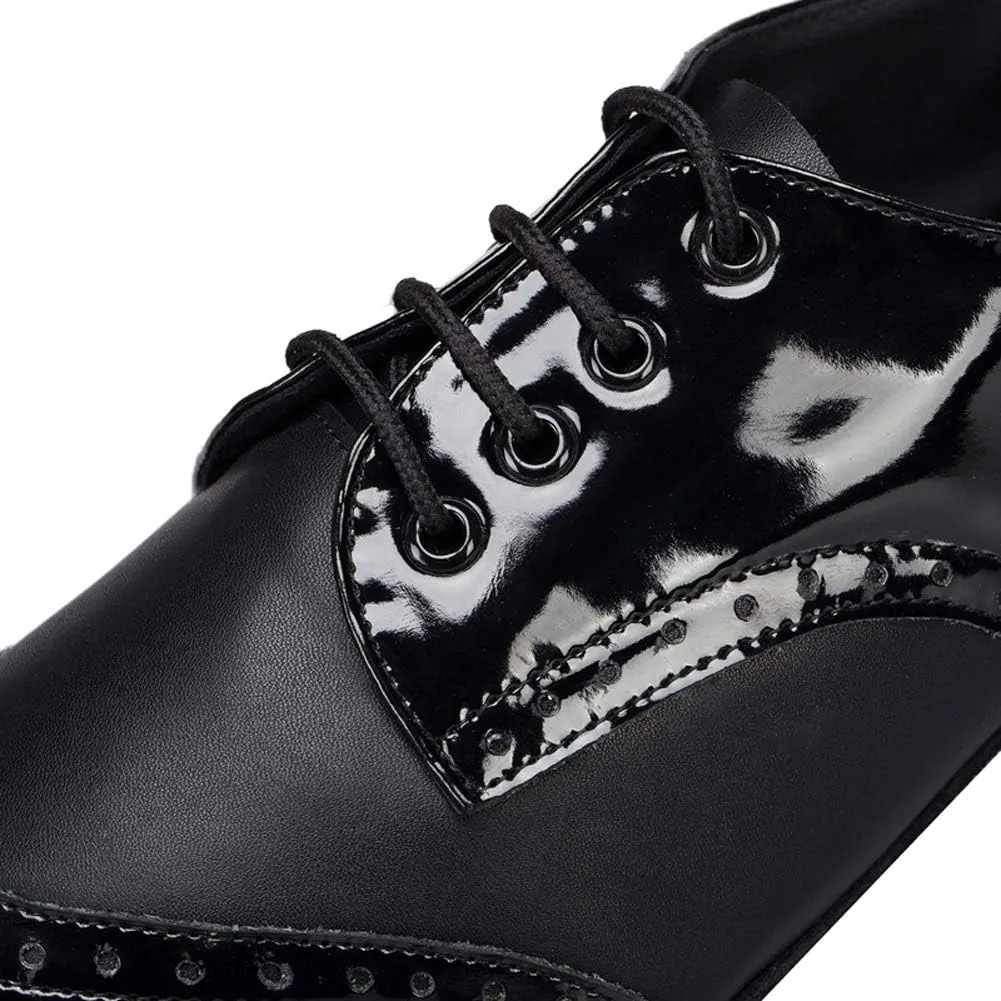 Honeystore Men's Lace-up Dance Shoes Splice PU Leather Modern Tango Jazz Ballroom Latin