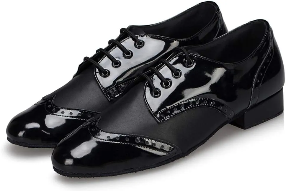 Honeystore Men's Lace-up Dance Shoes Splice PU Leather Modern Tango Jazz Ballroom Latin