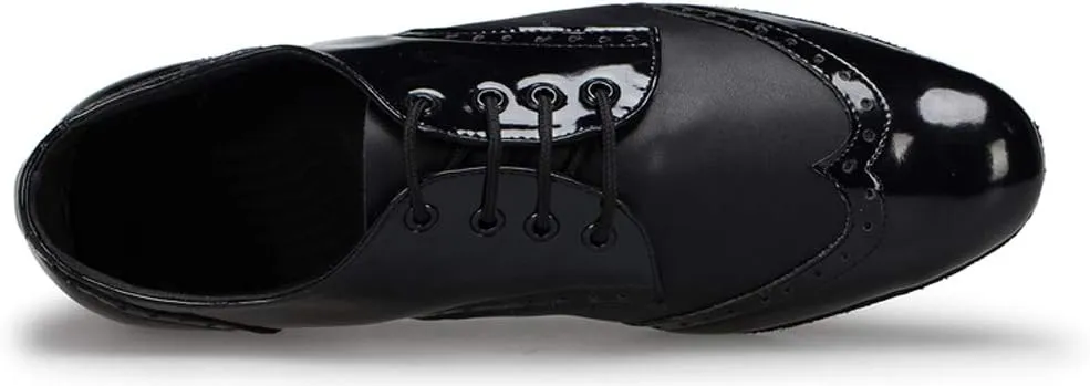 Honeystore Men's Lace-up Dance Shoes Splice PU Leather Modern Tango Jazz Ballroom Latin