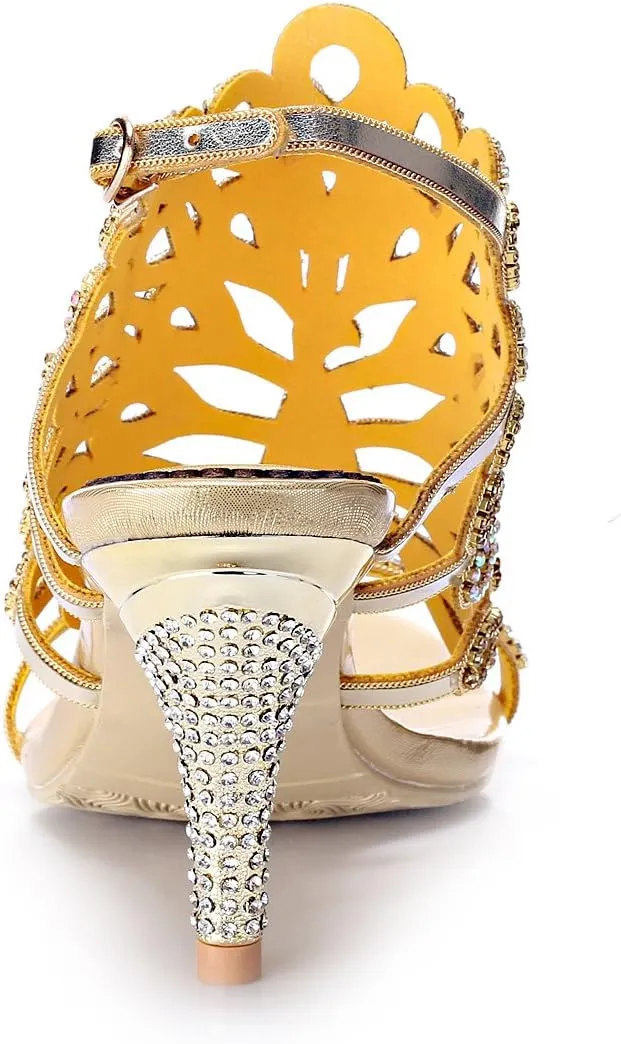 Honeystore Women's Peacock Shaped Pattern Handmade Rhinestone Sandals