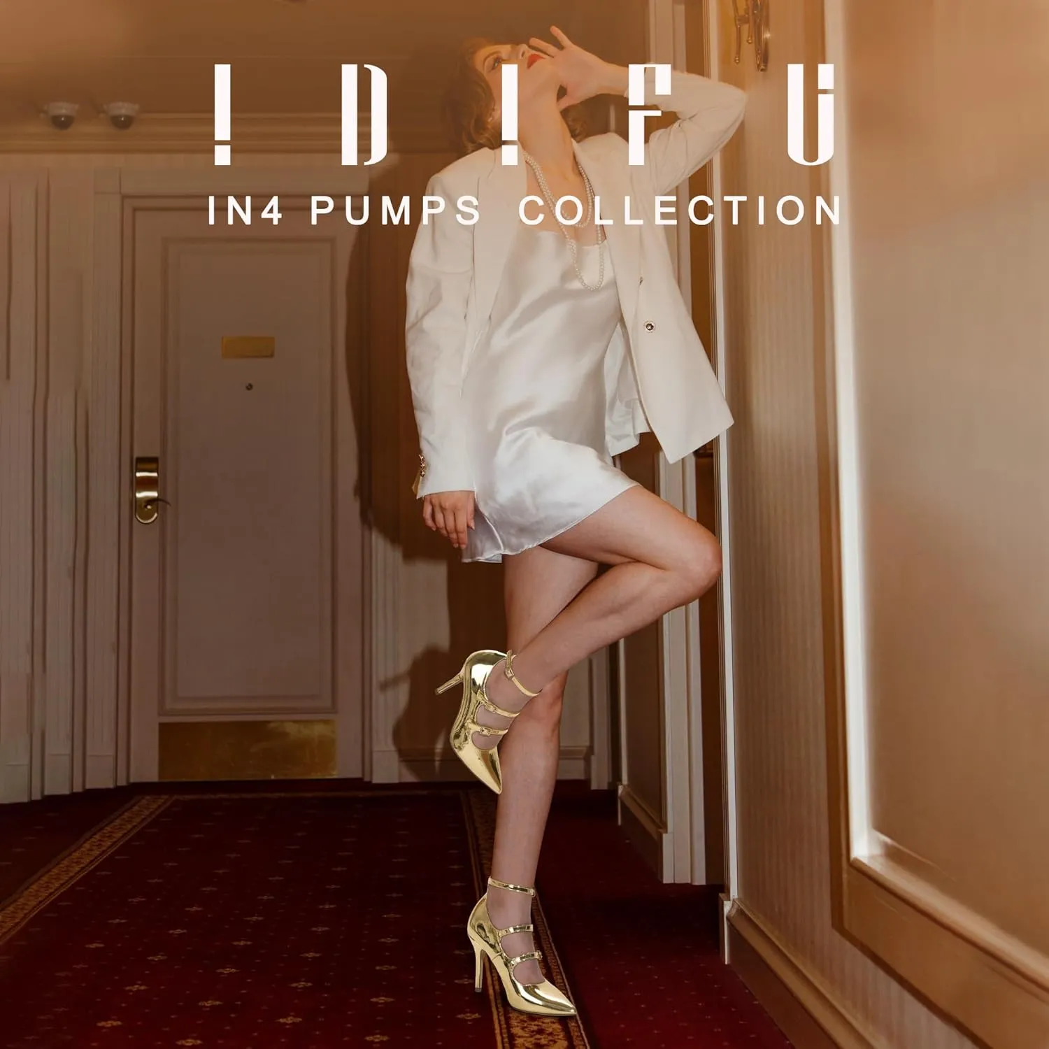 IDIFU IN4 Women's Pumps High Heels Dress Shoes for Women Closed Toe Strappy Heels Wedding Comfortable Dressy Formal Stiletto Ankle Strap Pointed Toe Three Strap Heels Pump Shoes