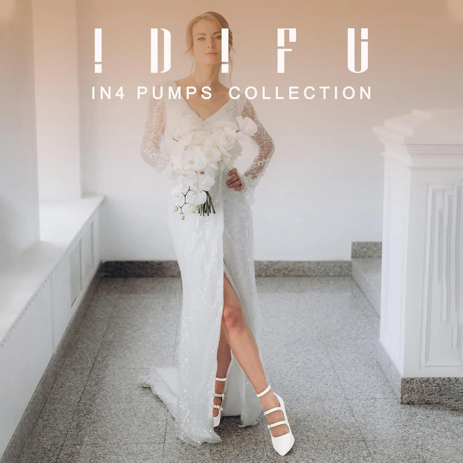 IDIFU IN4 Women's Pumps High Heels Dress Shoes for Women Closed Toe Strappy Heels Wedding Comfortable Dressy Formal Stiletto Ankle Strap Pointed Toe Three Strap Heels Pump Shoes