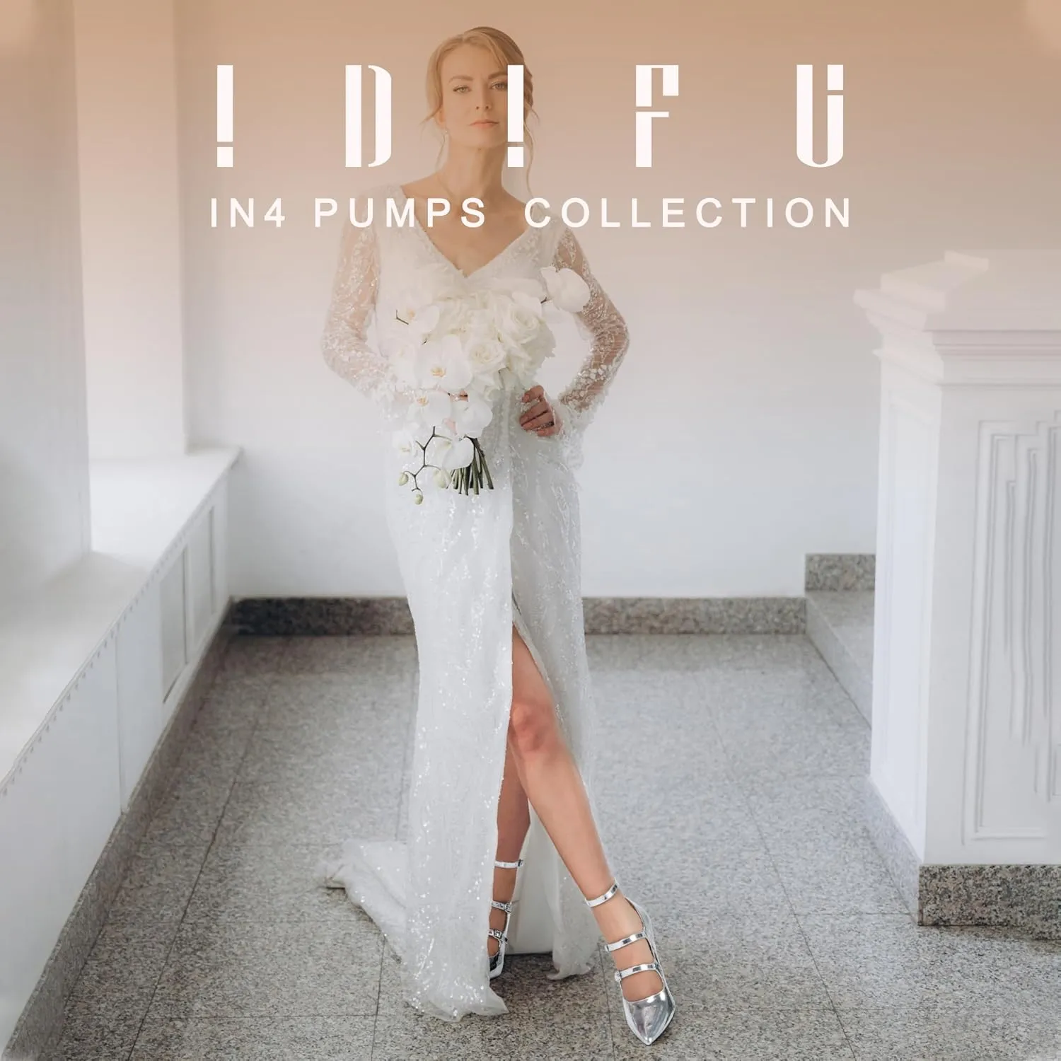 IDIFU IN4 Women's Pumps High Heels Dress Shoes for Women Closed Toe Strappy Heels Wedding Comfortable Dressy Formal Stiletto Ankle Strap Pointed Toe Three Strap Heels Pump Shoes