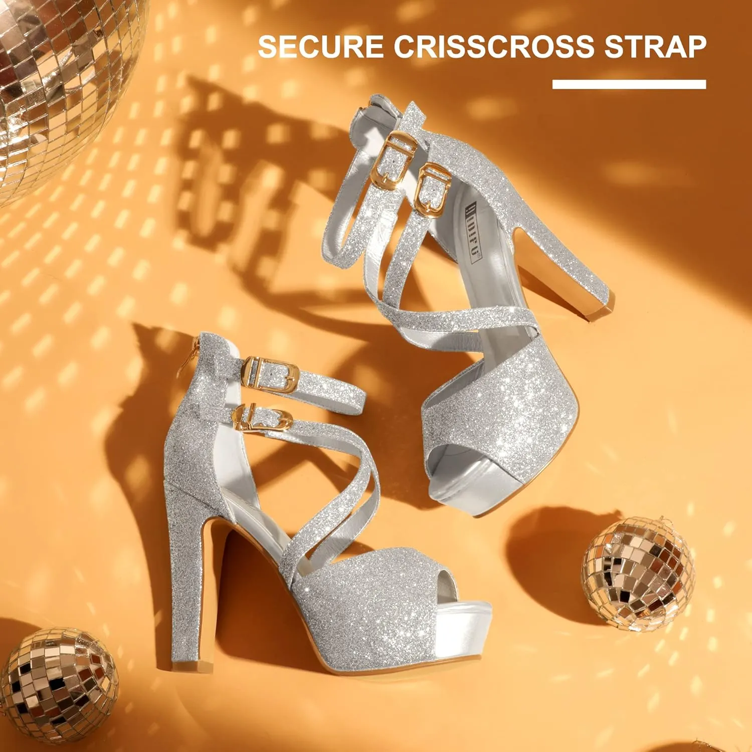IDIFU Women's IN5 Charcy Crisscross Strappy Platform High Chunky Heels Peep Toe Pump Party Heeled Sandals
