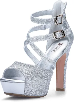 IDIFU Women's IN5 Charcy Crisscross Strappy Platform High Chunky Heels Peep Toe Pump Party Heeled Sandals