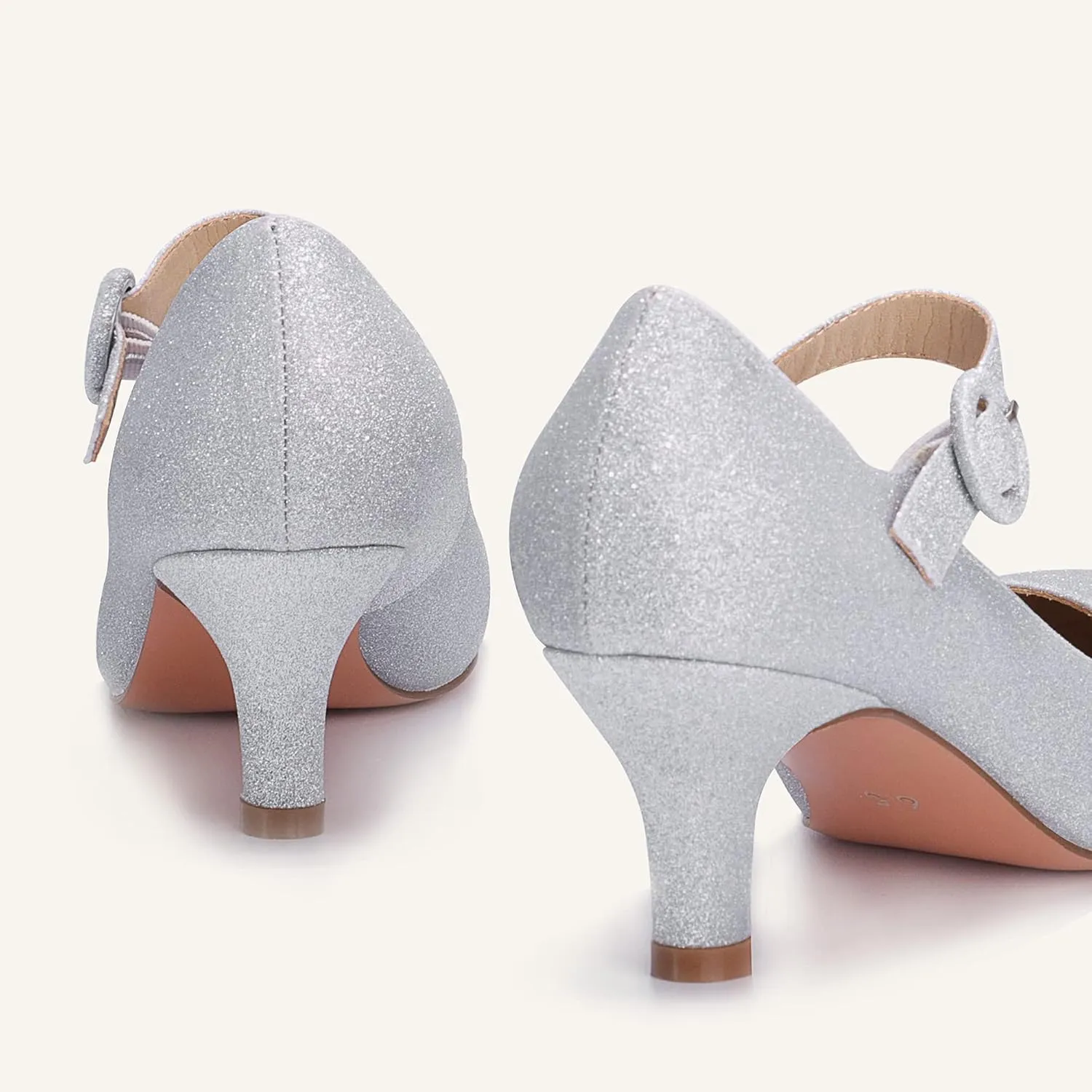 IDIFU Women's Jessy Dress Mary Jane Shoes Low Kitten Heels Closed Round Toe Office Work Wedding Pumps