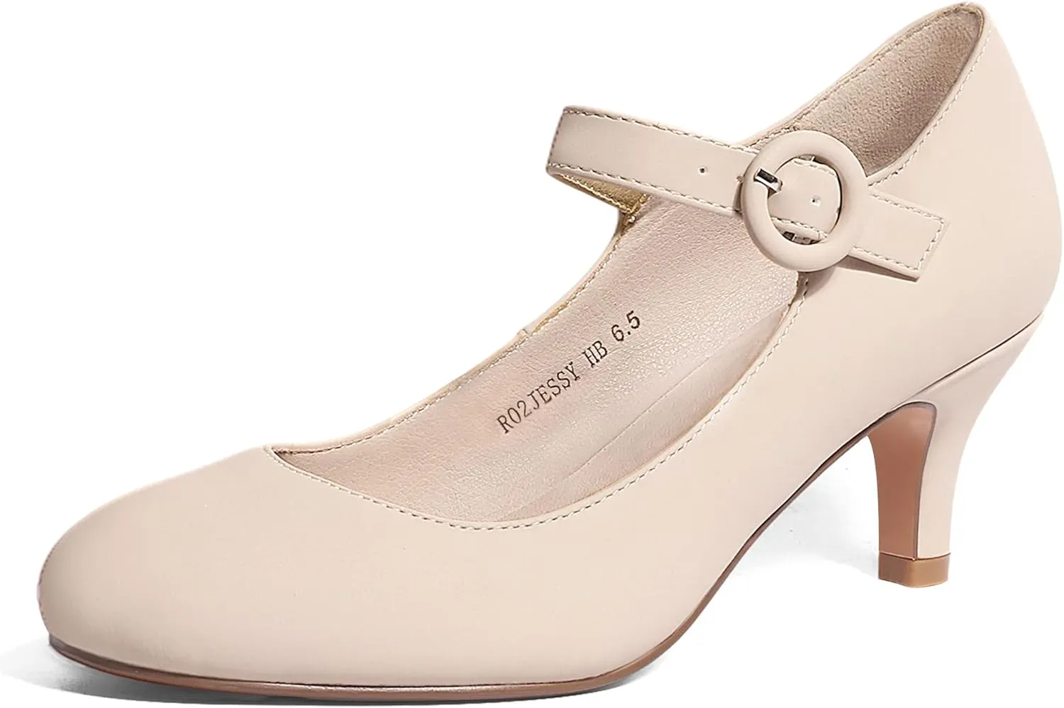 IDIFU Women's Jessy Dress Mary Jane Shoes Low Kitten Heels Closed Round Toe Office Work Wedding Pumps