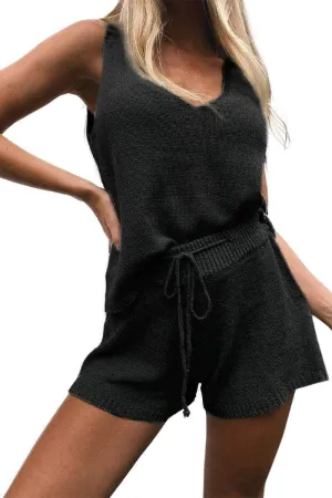 Imily Bela Women's Summer Lounge Sets Knit 2 Piece Outfits Vacation Beach Tank Tops and Shorts Loungewear Pajama Set