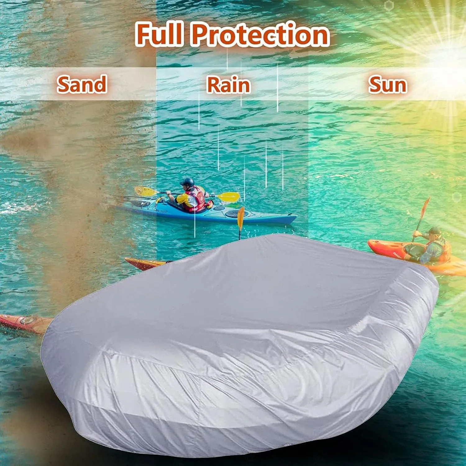 Inflatable Boat Cover 7 Sizes Boat Tarp Waterproof Anti-UV Dinghy Covers for Inflatable Boat and Dinghy,270 * 165 * 46cm