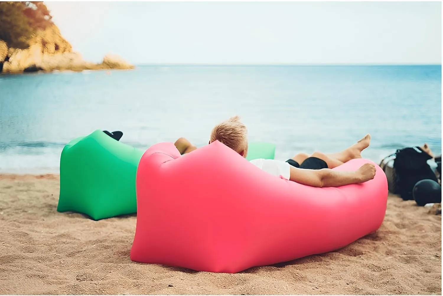 Inflatable Lounger Air Sofa Hammock, Inflatable Couch for Camping, Portable Waterproof Anti-Air Leaking Pouch Couch Air Chair for Outdoor, Beach, Hiking, Picnics, Music Festivals