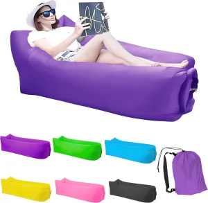 Inflatable Lounger Air Sofa Hammock, Inflatable Couch for Camping, Portable Waterproof Anti-Air Leaking Pouch Couch Air Chair for Outdoor, Beach, Hiking, Picnics, Music Festivals