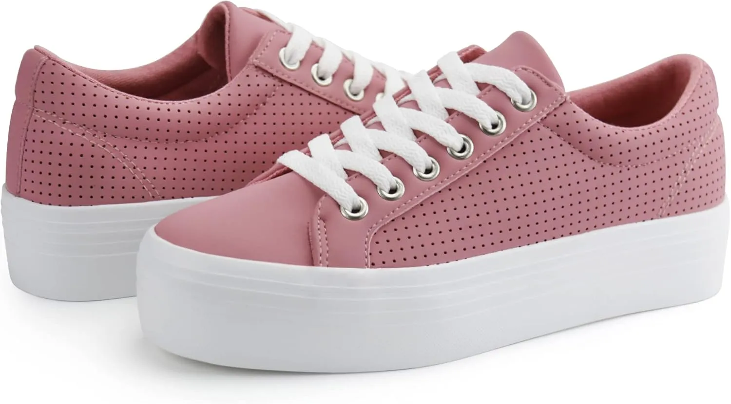 JABASIC Women Platform Sneakers Breathable Casual Lace Up Fashion Walking Shoes