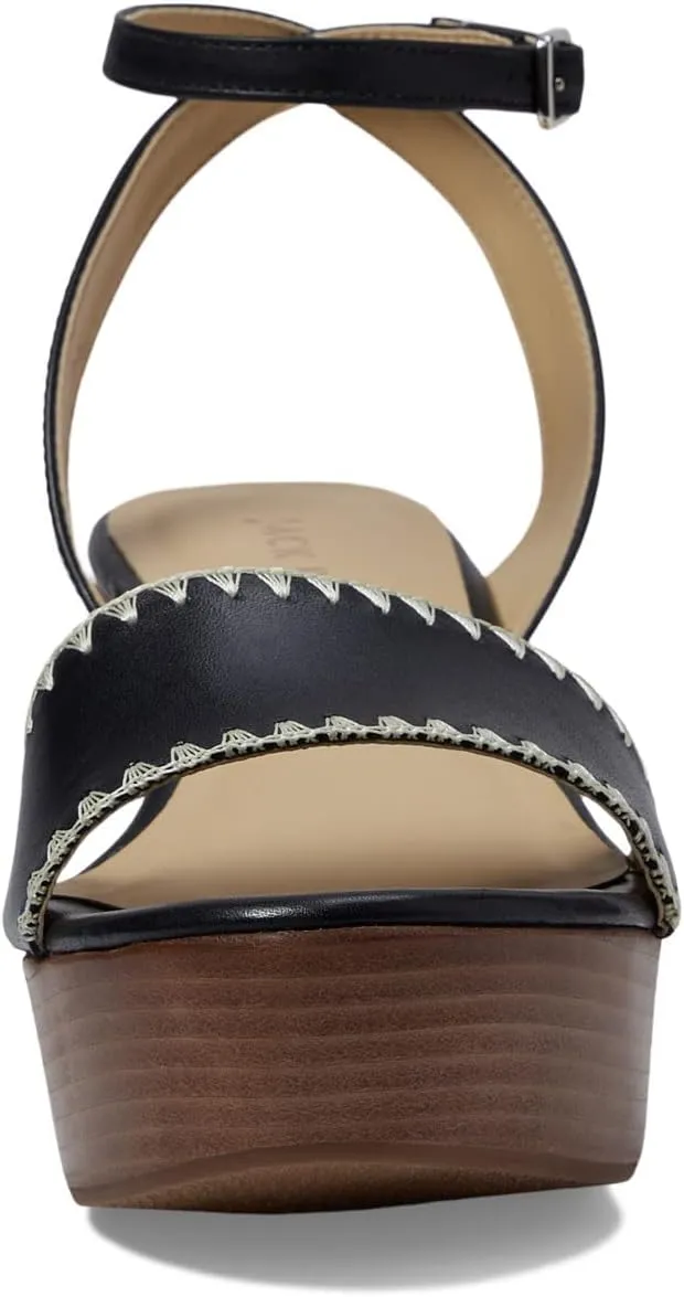 Jack Rogers Flagler Stitch Wedge Sandals for Women – Open Toe – Cork Upper – Stitching Detail – Rubber Outsole