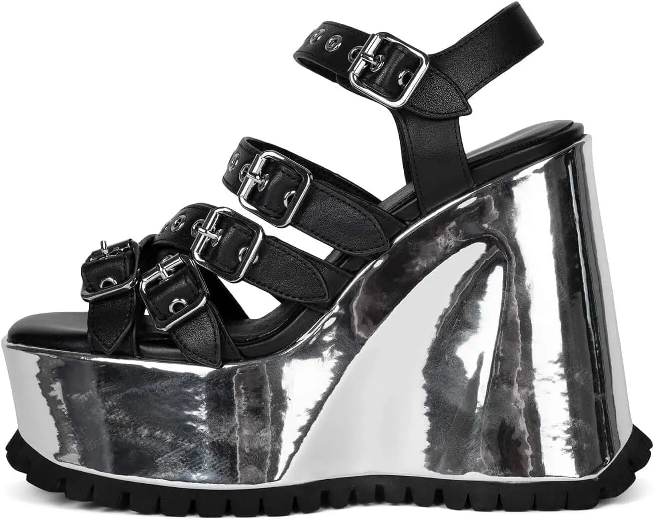 Jeffrey Campbell VOIDOID Sandals Black Silver Meta