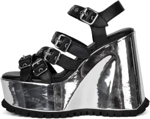 Jeffrey Campbell VOIDOID Sandals Black Silver Meta