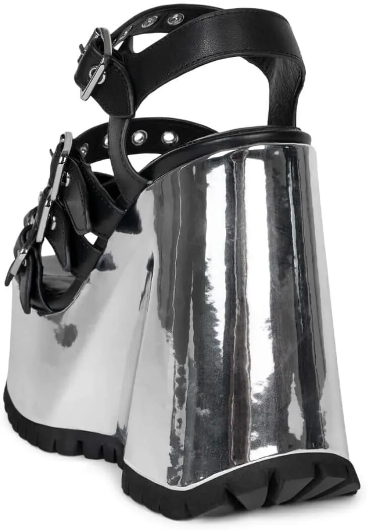 Jeffrey Campbell VOIDOID Sandals Black Silver Meta