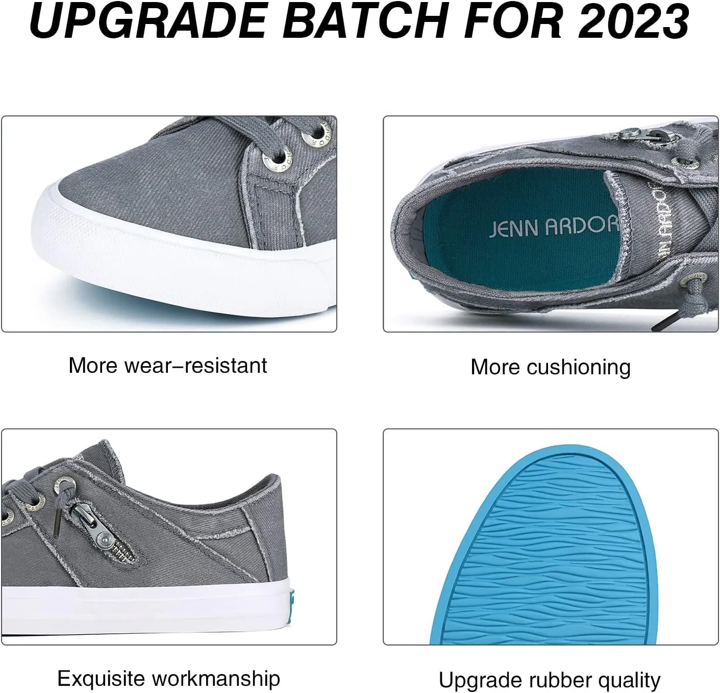 JENN ARDOR Women's Fashion Slip on Sneakers Tennis Shoes Non Slip Casual Canvas Shoes for Women Comfortable Walking Shoes Low Top Sneakers Flats with Zipper