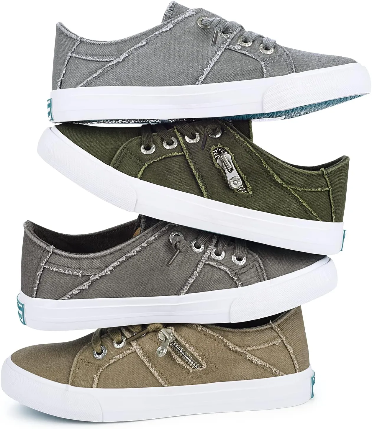 JENN ARDOR Women's Fashion Slip on Sneakers Tennis Shoes Non Slip Casual Canvas Shoes for Women Comfortable Walking Shoes Low Top Sneakers Flats with Zipper