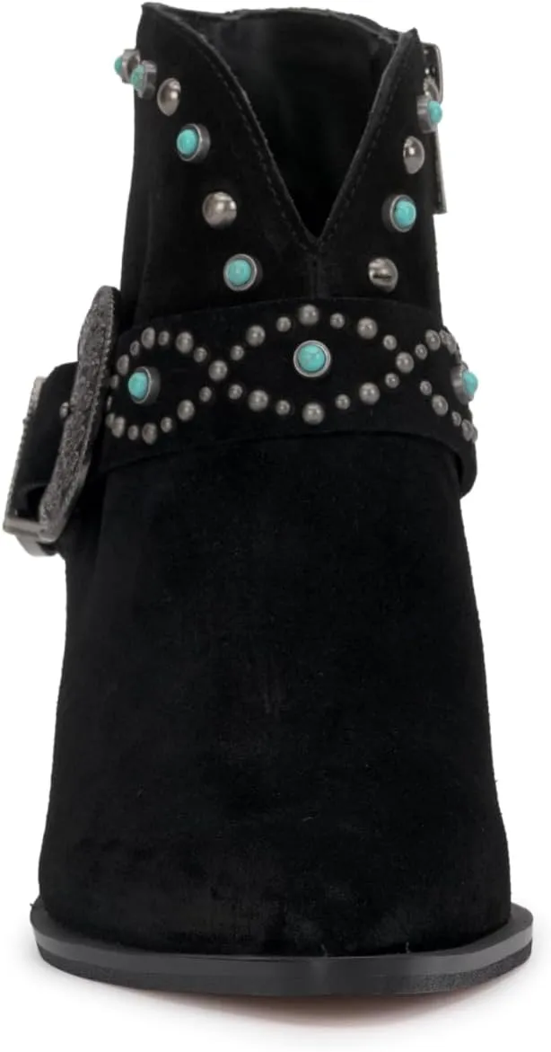 Jessica Simpson Womens Pivvy Suede Studded Cowboy, Western Boots